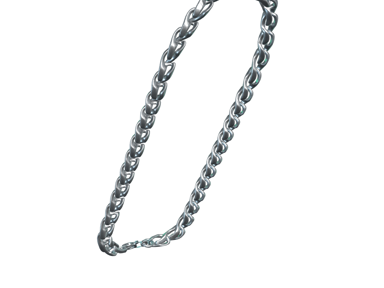 Polished silver Cuban link chain rendered from a 3D scan